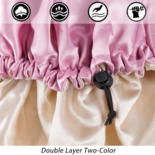 Edoneery Satin Bonnet for Sleeping Women, Double Layer Adjustable Sleep Cap - Image 2
