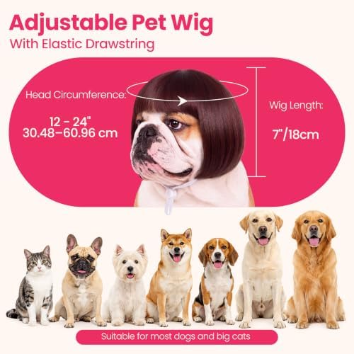 Funny Dog Wig, Short Straight Hair Pet Costume with Bangs for Halloween - Image 2