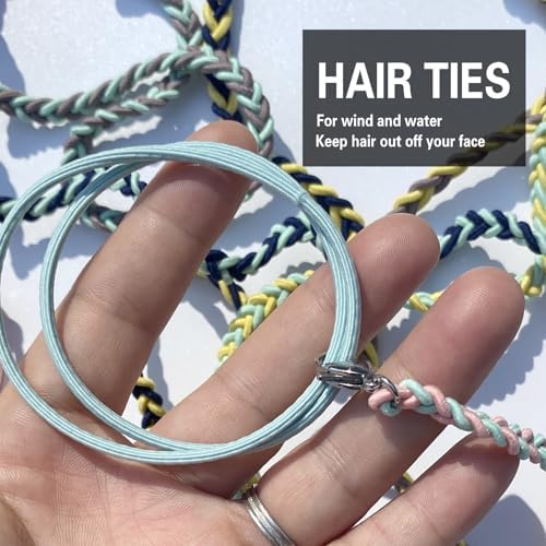 Hair Ties for Women Long Hair, 25" Elastic No Tangle Spiral Hair Ties Damage-Free Pony Tail Wraps for Thick Long Hair Motorcycle Hair Accessories for Sports- Bike Riding Swim Skiing- 3 Pack Colorful - Image 3