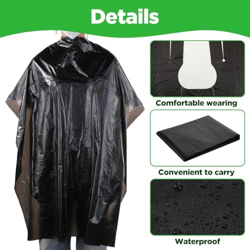 100 Pcs Disposable Capes Hair Salon, 51.2x36.2 Inch Disposable Hair Salon Capes, Waterproof Barber Cape, Single Use Shampoo Hair Cutting Cape Dressing Apron for Barbershop & Salon Hairdressing (Black) - Image 3