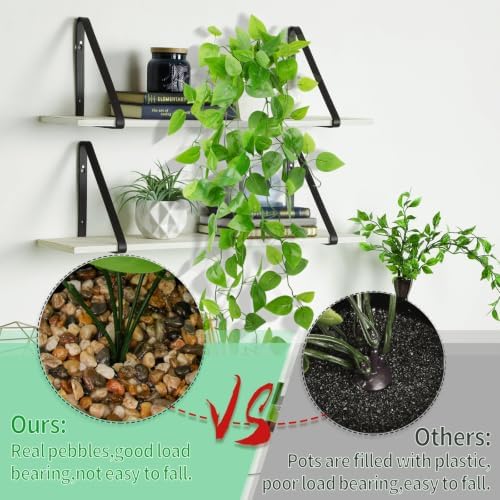 LOYWREE Small Fake Hanging Plant Artificial Potted Plants for Indoor Outdoor Aesthetic - 39in Realistic Faux Hanging Pothos with Ivy Vine for Shelf Decor in Home Office Gardens Greenery (White Pot) - Image 3