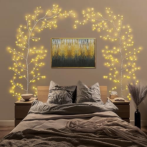 160LED Plug-In Vine Lights With Remote - Indoor Artificial Plants Flowers Tree Willow Decor for Walls, Bedroom, Living Room, Kitchen, Coffee Shop - Warm White (White) - Image 5