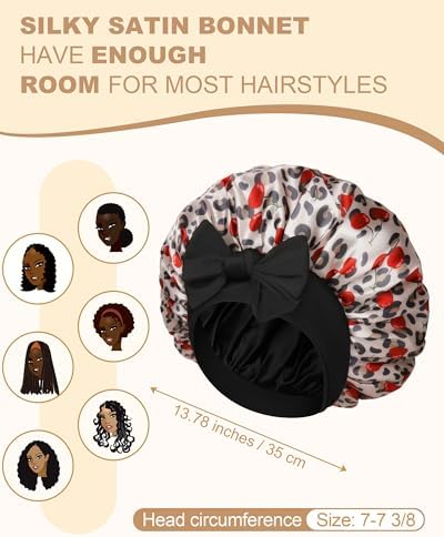 AWAYTR Double Layer Satin Bonnet for Women, Reversible Sleep Hair Wrap - Image 3