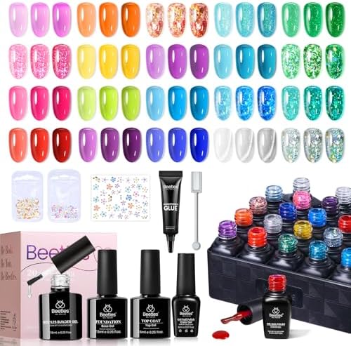 Beetles Jelly Gel Nail Polish Set, 20 Colors Neon Rainbow Soak Off Gel - Image 6