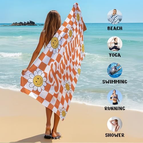 JML Personalized Beach Towel with Name, Custom Flower Beach Towel, Customized Microfiber Pool Towel, Quick Dry & Absorbent Swim Towel for Adult,Anniversary, Birthday, Summer Holiday,Vacation - Image 6