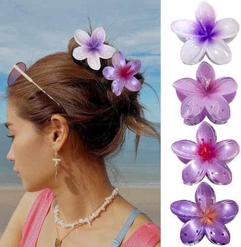 GQLV Flower Hair Claw Clips-4PCS Large Claw Clips for Thick/Thin Hair Claws,Strong Hold Nonslip Cute Hair Clips for Women Girls,Hawaiian Hair Accessories Holiday Gifts by Firstchoiceforqualitylife