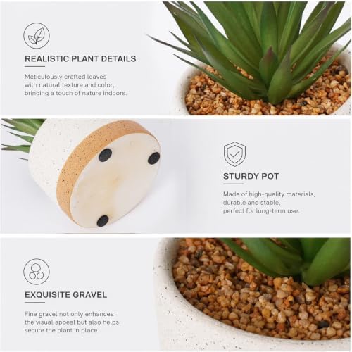 Artificial Succulent Cactus Plant Set Ceramic Flower Pot Set of 3 for Home, Office, Desk, Bedroom, Living Room Decoration - Image 3