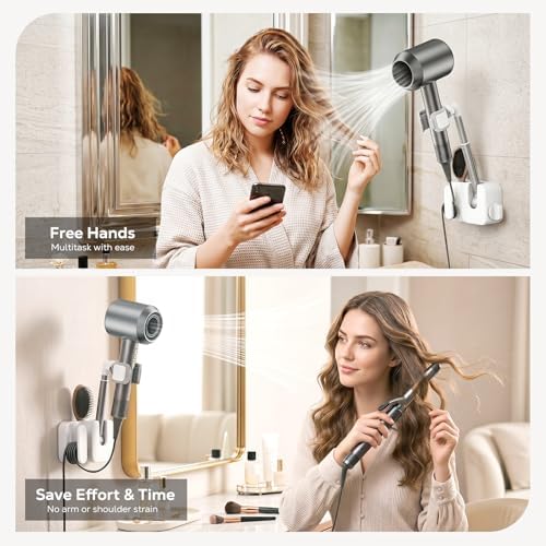 MoKo Hair Dryer Holder Wall Mounted, Hands Free Blow Dryer Holder - Image 7