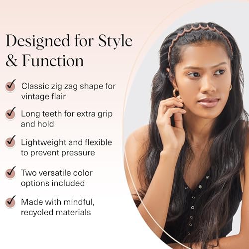 Kitsch Zig Zag Headbands for Women - Neutral, 2 pcs - Image 4