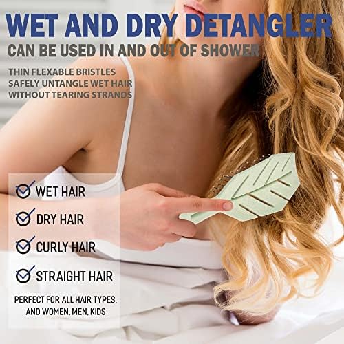 Fiora Naturals Detangling Hair Brush for Women, Detangler Hair Brush Green - Image 2