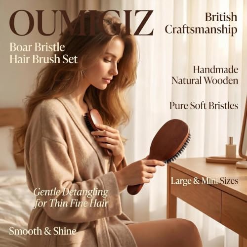 100% Boar Bristle Hair Brush Large and Mini, British Craftsmanship - Image 2