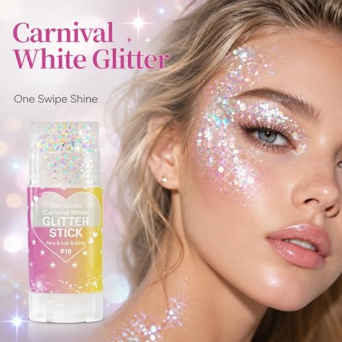 Go Ho Iridescent White Hair Glitter Stick,Sparkly Face Body Glitter Makeup - Image 7
