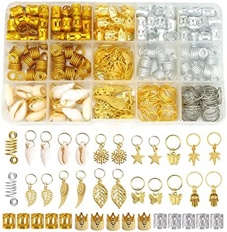SweetMe 230 Pieces Hair Jewelry for Women Braids, 16 Style Loc Jewelry for Braiding Hair, Cute Pendant Hair Jewels Rings for Dreadlocks Braiding Accessories by Unknown