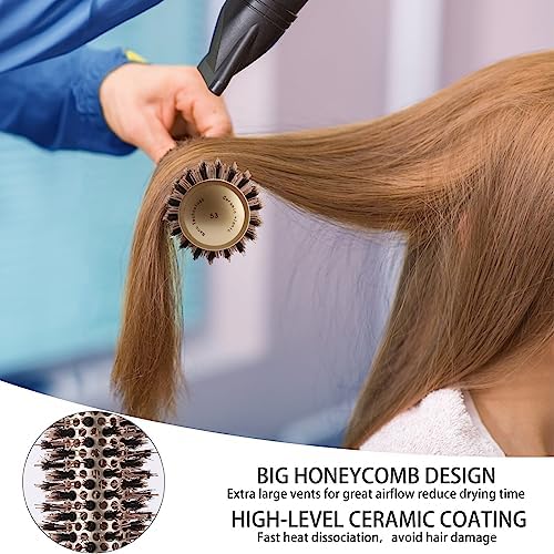 3 Pcs Boar Bristle Round Brush for Blow Drying, Nano Thermal Ceramic and Ionic Tech Hair Brush for Curling and Straightening - Large，Medium and Small Round Brushes - Image 5