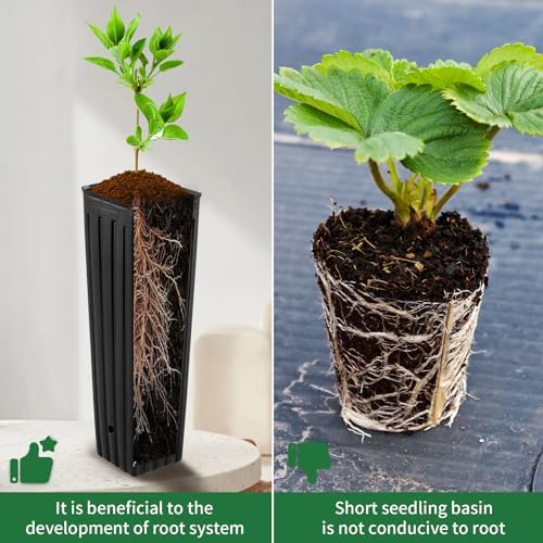 50 Pcs 12" Tall Tree Pots Plastic Deep Nursery Pots - Image 4