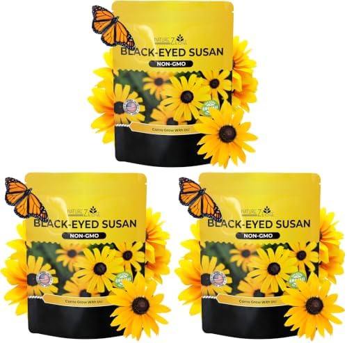 Black Eyed Susan Seeds for Planting, 1 Ounce, Giving You Beautiful Black Eyed Susan Flowers, Non-GMO, Heirloom Seed Varieties… (Pack of 3) by NatureZEdge