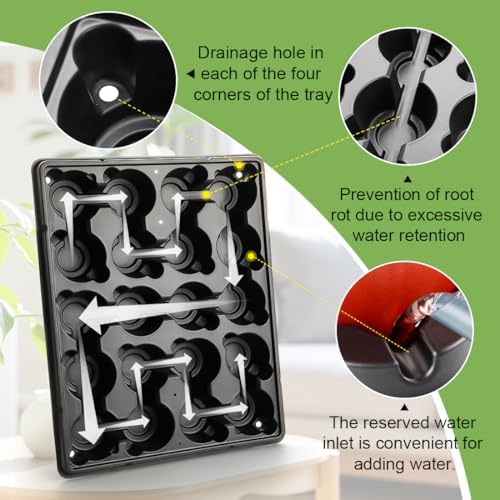 RooTrimmer 3.15 Inch Peat Pots 100 Pcs with 20 Cell Seedling Trays 5 Pcs, Biodegradable Seed Starter Pots with Drainage, Reusable Nursery Tray for Seed Starting Indoor Gardening Propagation Kit 5 Sets - Image 3