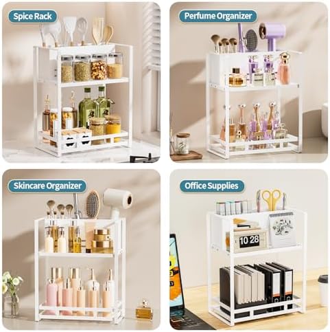Bathroom Counter Organizer, Metal Vanity Shelf with Hair Dryer Holder - Image 6