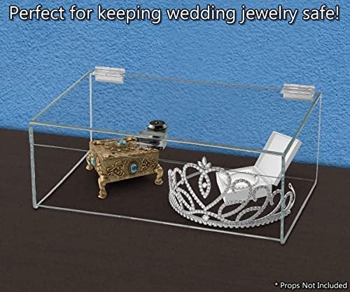 2 Pack Acrylic Locking Display Case with Keys 12" x 9" x 5" Clear Rectangular Countertop Tray with Lid for Artifacts Antiques Collectibles Jewelry Currency and Coins by Marketing Holders - Image 3