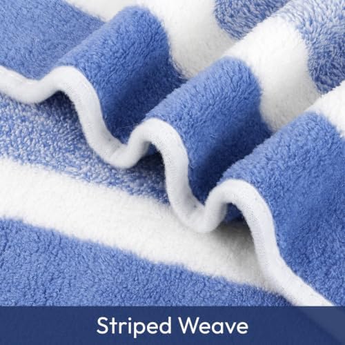 JML Bath Towels, 2 Pack, 27x55 in, Microfiber, Stripe Blue - Image 2