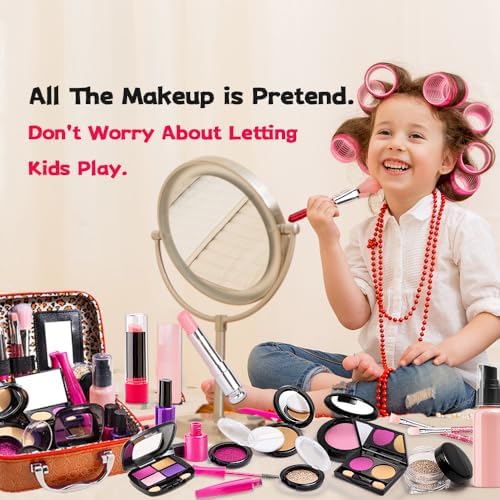 Kids Makeup Kit for Girls - Pretend Play Fake Makeup Set with Bag - Image 5