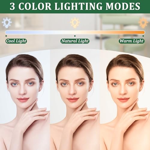 ROLOVE 8x10 Inch Lighted Vanity Mirror, 3-Color Dimmable LED Lighting & Touch Control, Portable Makeup Mirror with U-Bracket for Travel/Dressing Room - Image 4