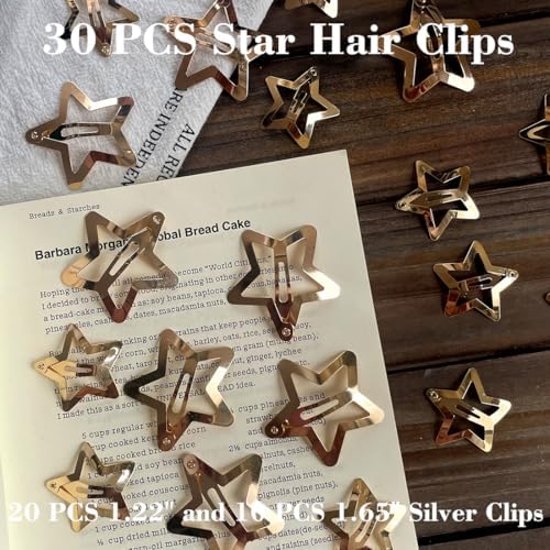 30 PCS Gold Star Hair Clips,20PCS 1.22"Star hair Clip and 10 PCS 1.65"Hair Clip Snap Hair Accessories Non Slip stars Clips for Girls Women Metal Hair Clips - Image 6