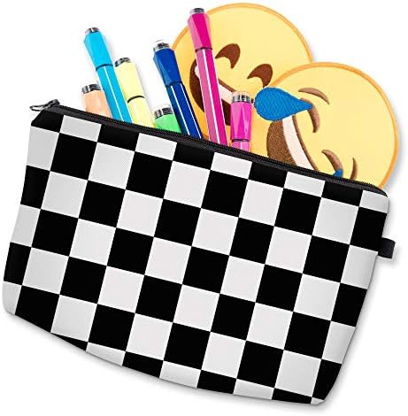 Deanfun Cosmetic Bag for Women, Black White Lattice Waterproof Makeup Bags Roomy Toiletry Pouch Travel Accessories Gifts (51782) - Image 6