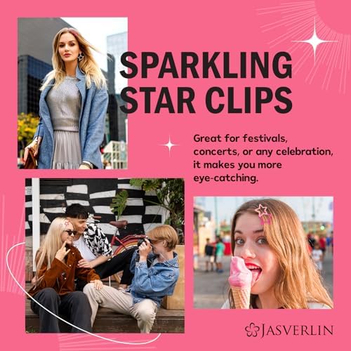 JASVERLIN Pink Star Snap Hair Clips, Y2K Pink Hair Accessories, 36 Pcs - Image 7