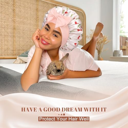 CHLINS Double Layer Satin Bonnet for Sleeping, Hair Bonnet for Curly Hair - Image 6