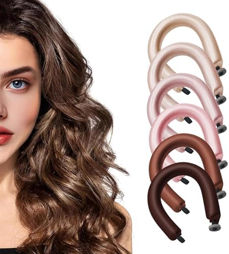 6 Pack Heatless Hair Curler, Heatless Curls Overnight for All Hairs Types, Hair Rollers for Blowout Look Long Hair, Curls Satin Jumbo Flexi Rods to Sleep in (Color,C) by kanuoc