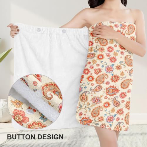 Absorbent Bath Towel Wrap Set (32 X 60In), Paisleys Print Towel Wrap - Image 4