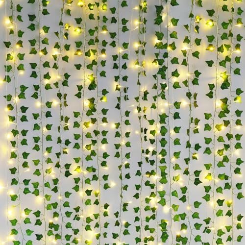 Freyalife Fake Vines for Room Decor(12 Pack 84 FT),with CE Certified 80 LED String Lights,Artificial Plant Ivy for Aesthetic Home Bedroom Wall Wedding Party Office Patio Indoor, Outdoor Garden Décor by Unknown