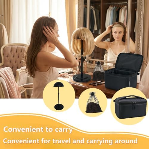 Professional Wig Travel Box Set – Includes Collapsible Wig Stand & Storage Bag – Dustproof Makeup Organizer Case for Wigs, Extensions & Hair Styling Tools - Image 4