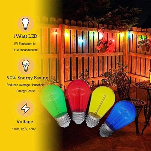 Visther 24-Pack S14 Colored LED Outdoor String Bulbs for Christmas, 1W，E26 - Image 5