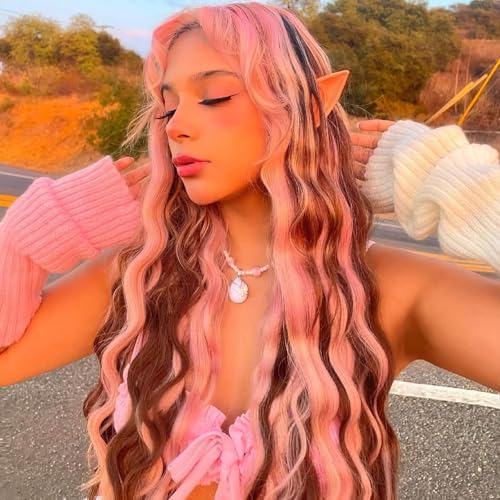 Ms Aloe Glow in the Dark Hair Extensions Pink Clip in Hair Extensions 22inch Synthetic Straight Hair Clip in Luminous Colored Hair Extensions for Women (10pcs Pink) - Image 2