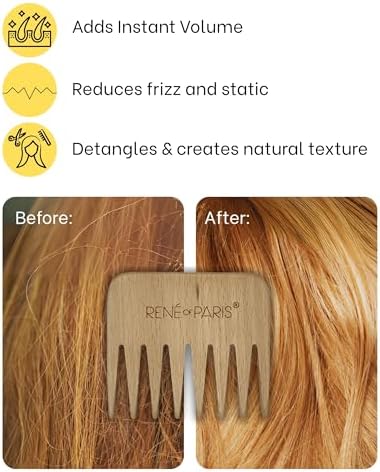 Rene of Paris Wooden Wide Tooth Comb, for Human & Synthetic Hair Wigs - Image 3