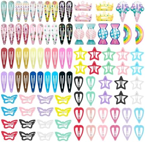 KUBOM Candy Color Hair Clips and Non-Slip Metal Snap Hair Accessories for Kids, Girls, Toddlers, and Women -100 PCS by KUBOM