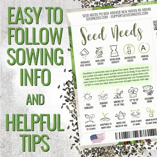 Seed Needs Garnet Stem Dandelion Seeds to Plant an Herb Garden - 20 Packs - Image 4