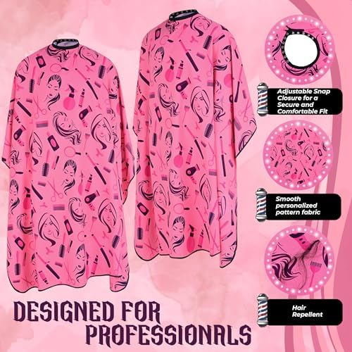 Professional Hairstylist And Shampoo Salon Cape, Waterproof & Stain Resistant Cape, Soft Neckband, Durable & Reusable Client Cover & Comfort Material, Rose Pink - Image 3