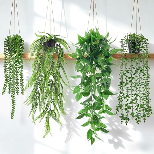 Der Rose 4Pcs Fake Hanging Plants with Lush Cascading Greenery by DerRose