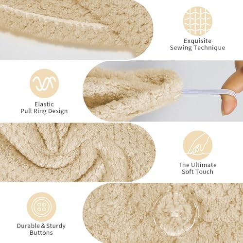 my novel things 3 Pack Microfiber Hair Towel Wrap for Women 25.4" x 9.8", Super Absorbent Quick Dry Towels with Button for Curly Wet Hair Anti Frizz (Camel,Green,Gray) - Image 3