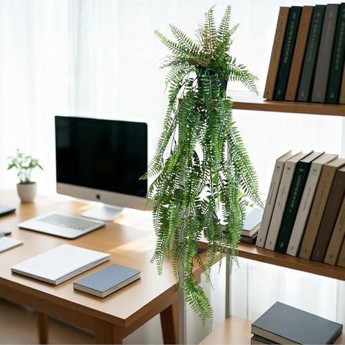 Artificial Hanging Plant 2 Pcs Faux Eucalyptus Vine Ivy Vine Faux Plant Fake Potted Greenery for Wall Living Room Home Shelf Office Bathroom Outdoor Indoor Decor (Type 3) - Image 6