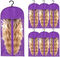 6PCS Wig Storage Bags with Hanger,Hair Extension Holder for Multiple Wigs, Dust-proof, Ideal for Hair Extensions & Accessories (Purple) by Unknown