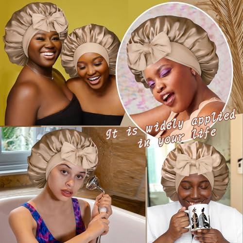 CHLINS Double Layer Satin Bonnet for Sleeping, Hair Bonnet for Curly Hair - Image 7
