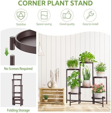 6 Tier Large Plant Stand Indoor Outdoor, 10 Inch Tray, Bronze - Image 5