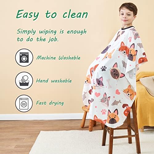 Kids Hair Cutting Cape with Adjustable Neckline 51"x 36" Cartoon - Image 5