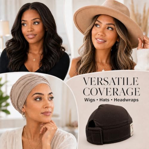 Shiyalan Non Slip Wig Grip Band for Women, 2-in-1 Wide Velvet Wig Cap with Inside Silicone Strips, 2 PCS - Image 5