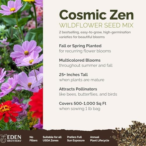 Eden Brothers Cosmic Zen Flower Mixed Seeds for Planting, 1 lb - Image 2