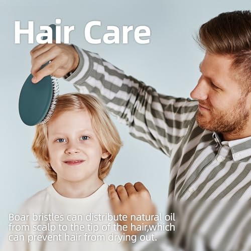 Boar Bristles Hair Brush for Women and Men, Detangling Hair Brush for Smoothing Massage Add Shine, Nylon&Boar Bristles Detangler brush for Hair Healthy (1 Pack-Green) - Image 6